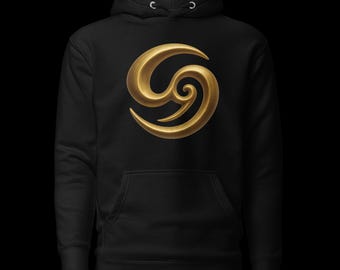 Zodiac Hoodie Cancer Gold Symbol Unisex Black Streetwear Gift