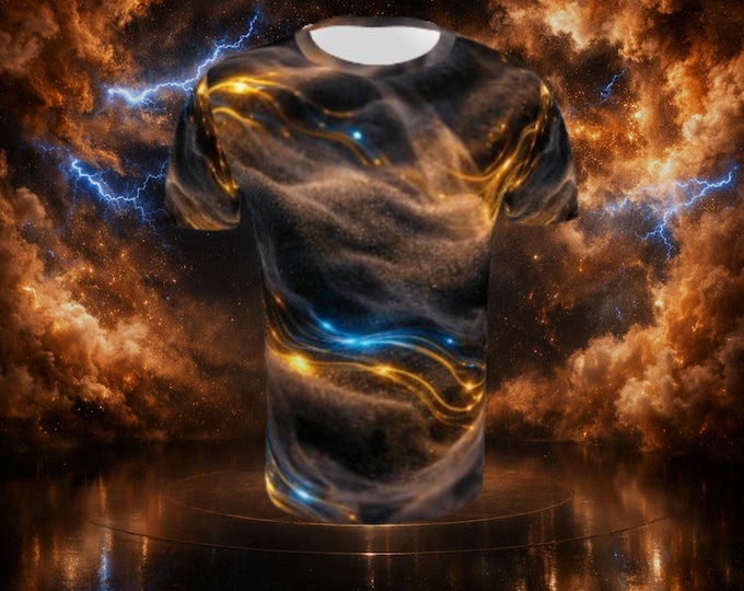 Black Blue Gold Recycled Polyester Men's T-Shirt Allover Print Cyberpunk Techwear Streetwear Graphic Tee