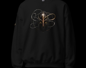 Unisex Premium Sweatshirt | Cosmic AI Spirit Pullover | Black Aethermind | AETHOOK