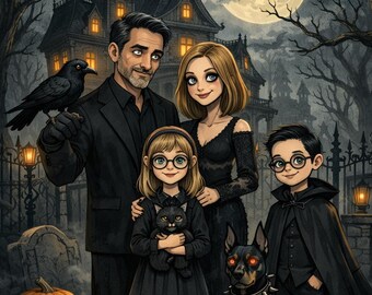 Retrato gótico personalizado para pareja, regalo romántico y oscuro para aniversario (descarga digital)