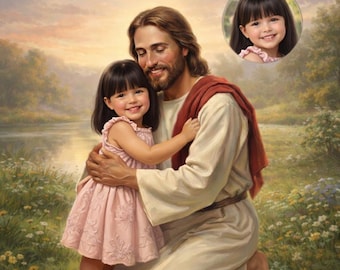 Retrato conmemorativo personalizado del abrazo de Jesús: regalo de condolencia personalizado (descarga digital, revisiones ilimitadas)
