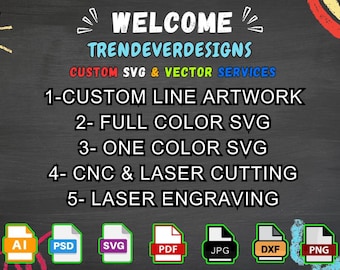 Servicio de conversión a SVG vectorial personalizado, ilustraciones lineales, archivos de corte (entrega en 24 horas)