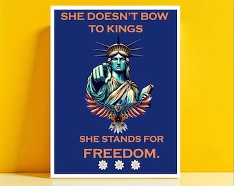 Cartel de protesta feminista: Ella no se inclina ante los reyes (Descarga digital)