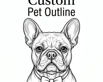 Dibujo personalizado de contorno de mascota, dibujo de oreja de perro, diseño de tatuaje minimalista, arte para pared (descarga digital)