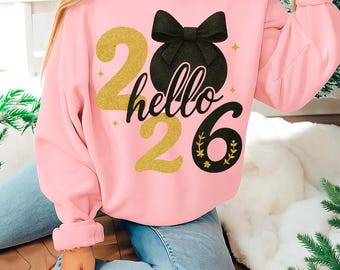 PNG de moda para Año Nuevo 2026, brillo negro y dorado (descarga digital)