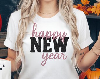 Feliz Año Nuevo PNG / Diseño de lentejuelas brillantes (Descarga digital)