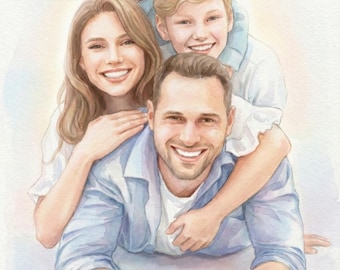 Retrato familiar personalizado al estilo de pintura al óleo a partir de fotos, regalo conmemorativo (archivo digital)