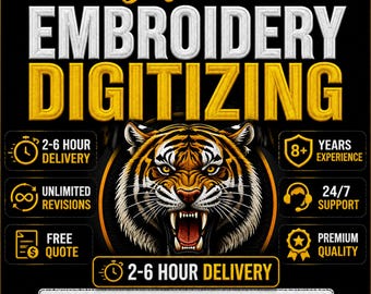 Custom Embroidery Digitizing, Logo & Image to Embroidery Conversion Service, DST PES EMB Files