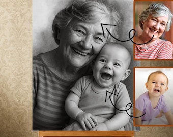 Retrato conmemorativo personalizado: añade a tu ser querido fallecido a la foto (descarga digital)