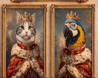 Retrato personalizado de mascota real, uniforme militar o rey regio, arte digital (descarga digital)