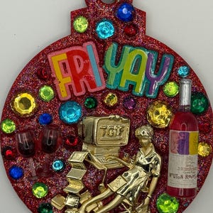 It’s Friday! (Office Worker) - Bejeweled Wood Ornament