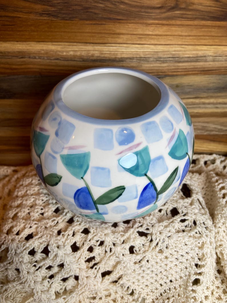 Anthropologie Copen Vase Abstract Floral Stoneware Hand Painted. 11/3 bild 2