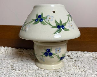 Vintage Candleholder and Shade Topper Blueberry Floral Sierra Thailand.                 11/6