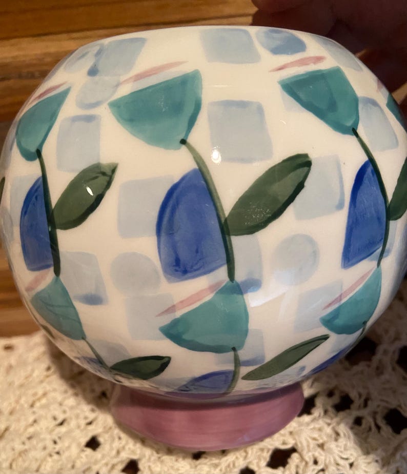 Anthropologie Copen Vase Abstract Floral Stoneware Hand Painted. 11/3 bild 3