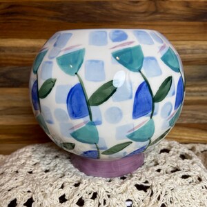 Anthropologie Copen Vase Abstract Floral Stoneware Hand Painted. 11/3 bild 1