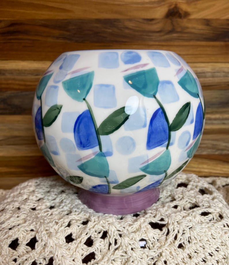Anthropologie Copen Vase Abstract Floral Stoneware Hand Painted. 11/3 bild 1