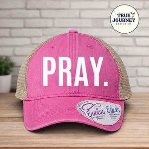 Pray. Women's Washed Mesh-Back Cap, Embroidered | Infinity Hers Hat | Pony Tail Hat