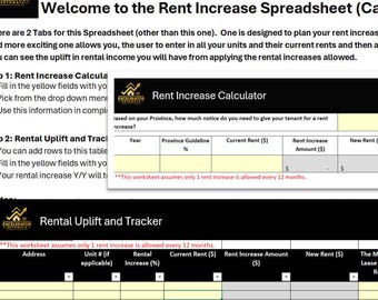 Rent Increase Calculator: Excel Landlord Template (Digital Download)
