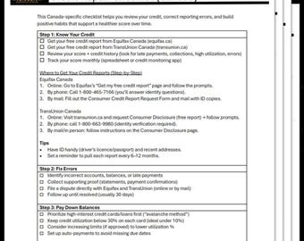 Credit Repair Checklist (Canada)