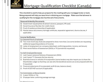 Mortgage Qualification Checklist – Canadian Homebuyers Guide