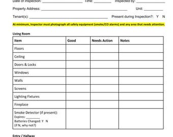 Landlord Semi-Annual Rental Inspection Checklist (PDF)