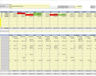 Rental Property Tracker Spreadsheet | Rent & Expense Log, Net Summary Dashboard | Mortgage Maturity Tracking