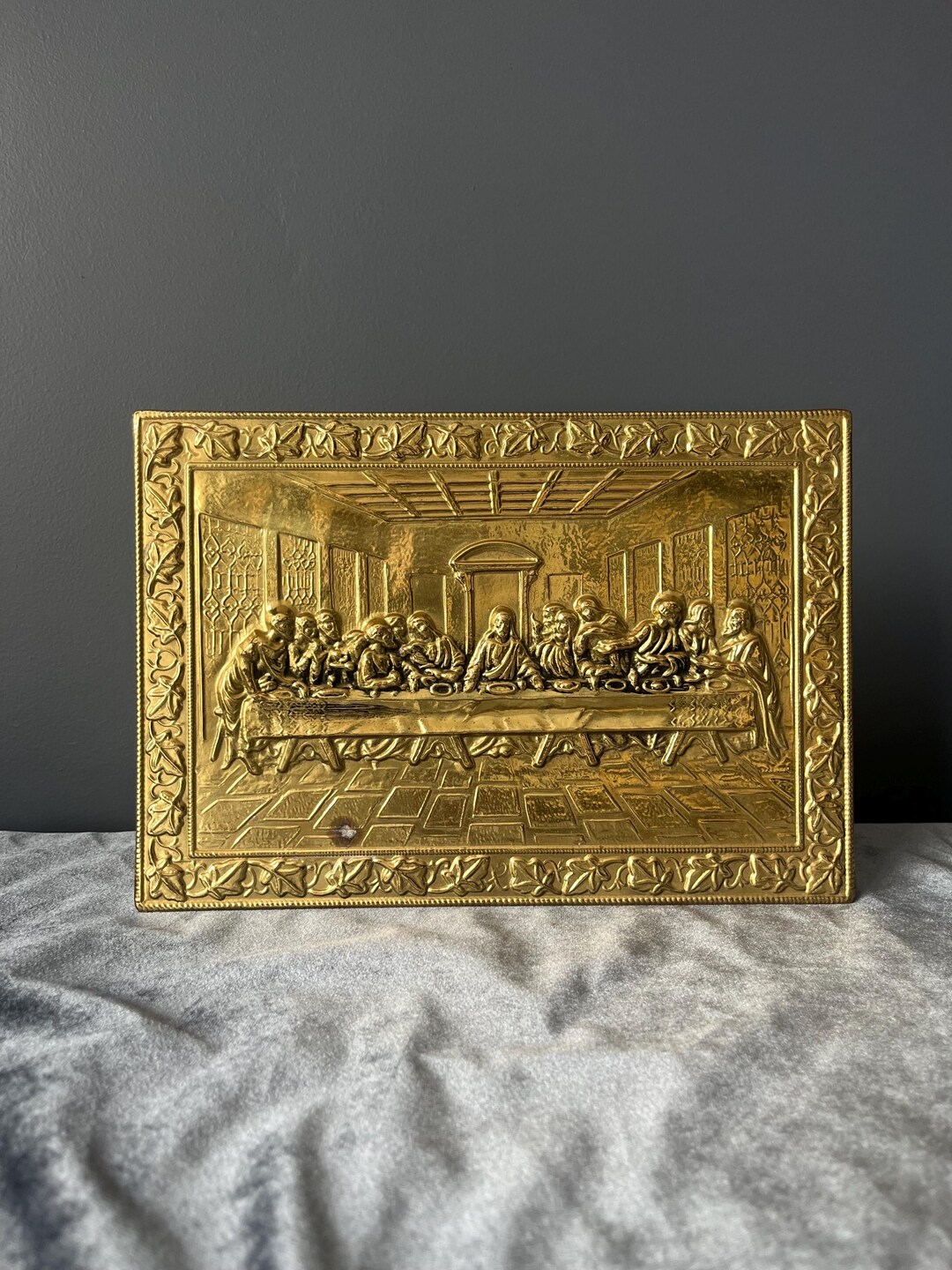 Vintage Brass the Last Supper Wall Plaque - Ornate Religious Wall