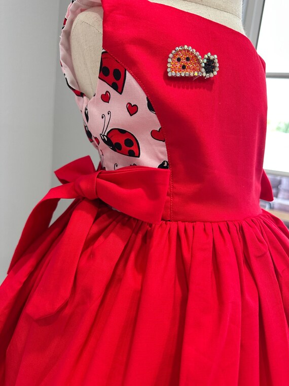 open lace back dress Ladybug Dress & Headband, Red/Black, Size 3-4 Size 3-4