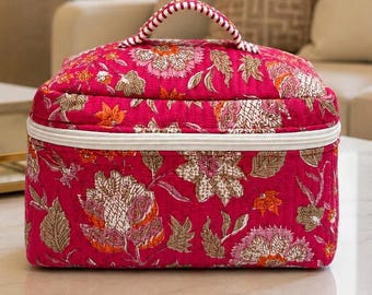 Floral Print Makeup Bag | Handmade Toiletry Travel Organizer