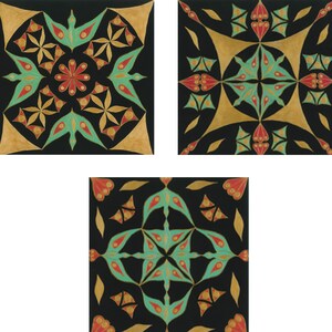 Three hand-painted fantasy patterns inspired by nature