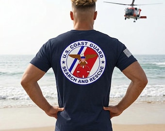 Coast Guard Shirt | Search and Rescue Back Print | USCG Veteran Gift | Military Emblem Shirt