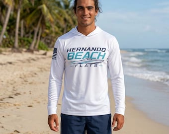 Hernando Beach Florida Flats Moisture-Wicking Hoodie | Coastal Logo Sportswear
