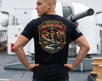 Operation Southern Spear Coast Guard Distressed Military Logo Tee