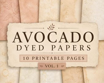 Paquete de papel digital teñido color aguacate / Escaneos teñidos a mano, fondos para diarios creativos (descarga)