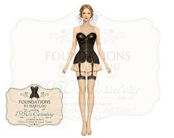 Paper Doll Companion No. 1 – Fundamentos (Corsetería de los años 50) / Recortes precisos, Material efímero de diario (Descarga digital)