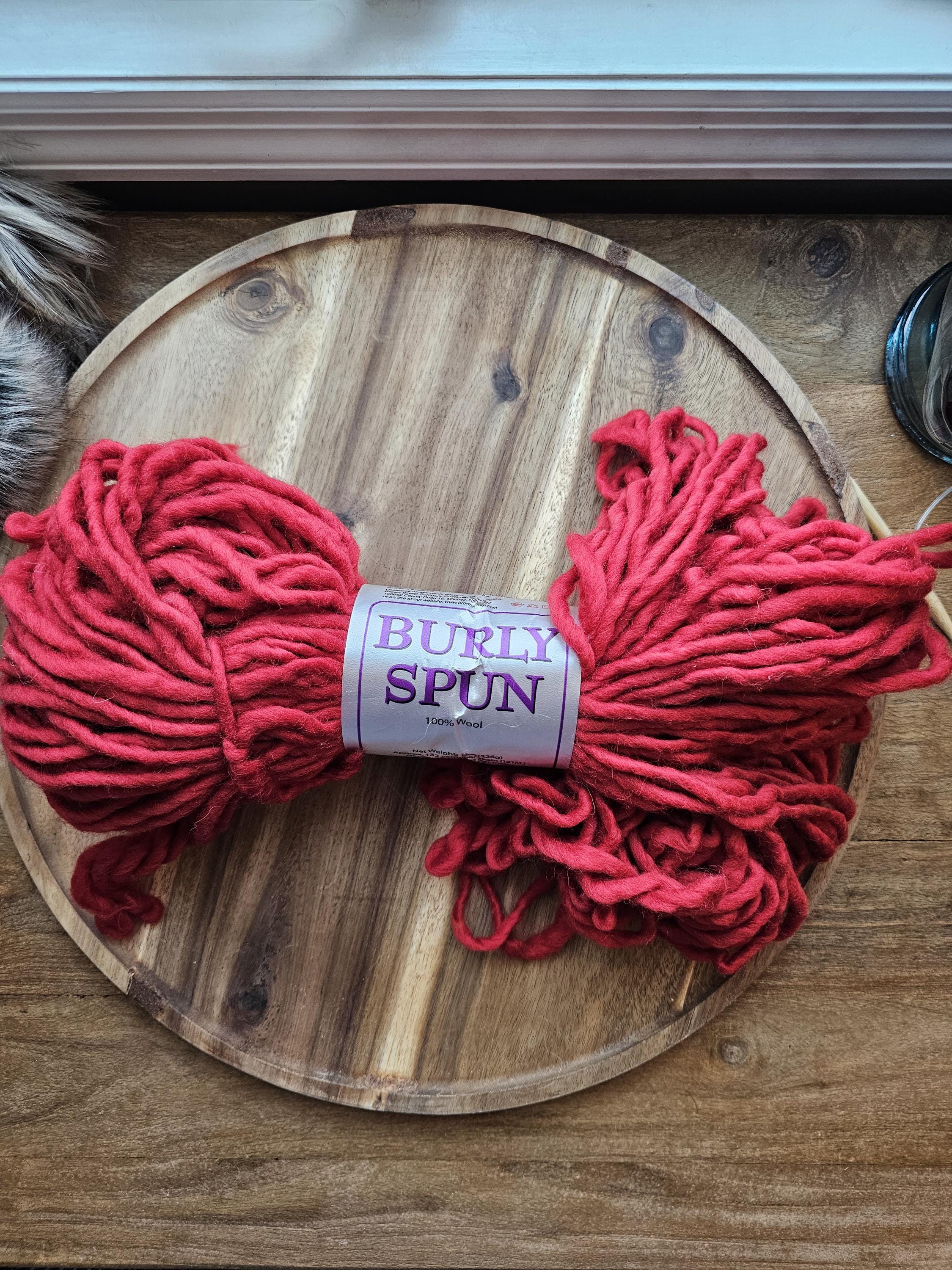 Burly Spun Super Bulky Yarn: Ruby Red in Pure American Wool Yarn - Etsy