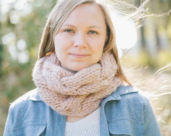 Great Cabled Cowl in 100% Peruvian Wool - Chunky cowl in a classic cable design with a modern twist.