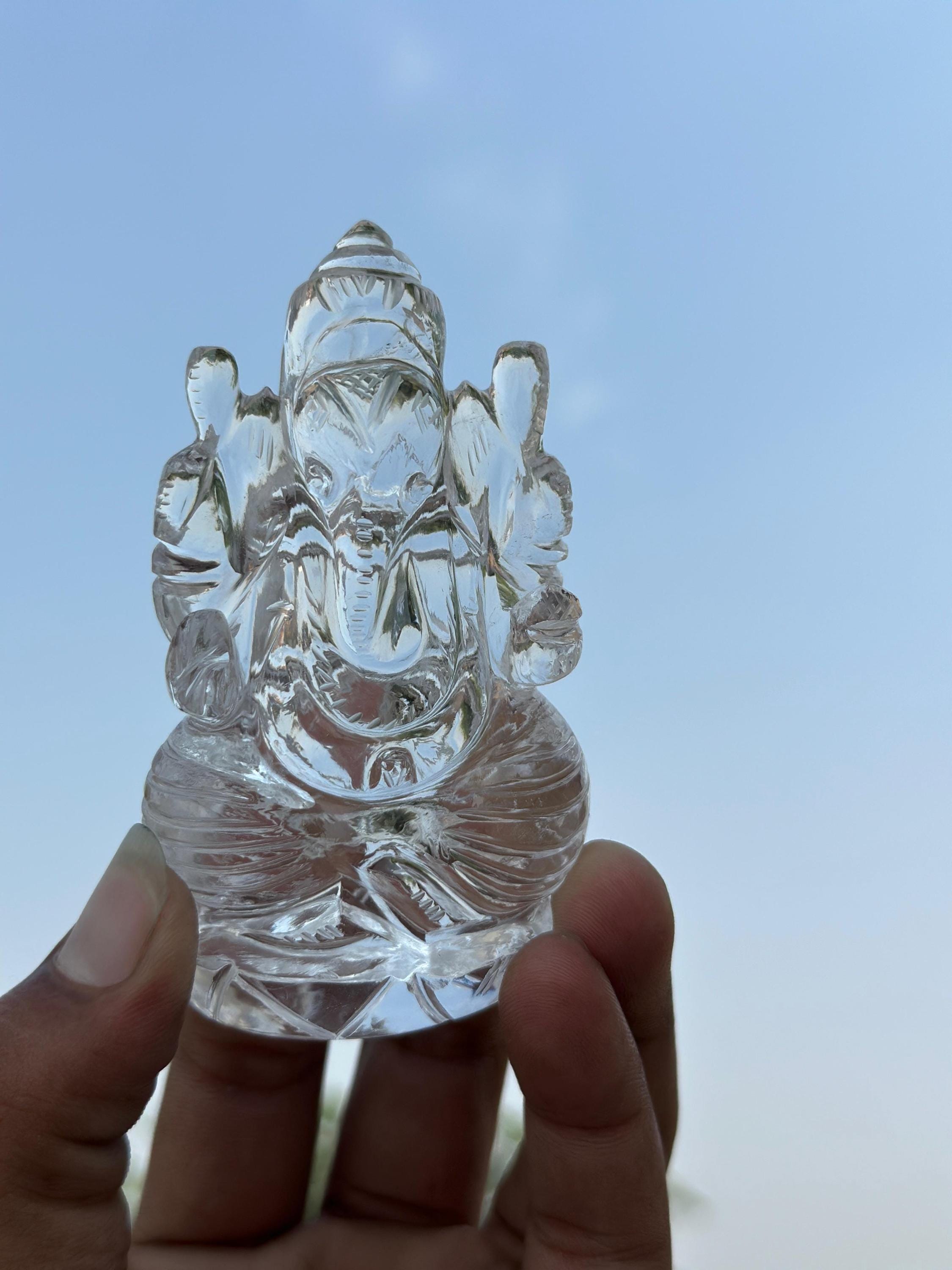 クリアクォーツのガネーシャ像：ヒマラヤ水晶彫刻 - Etsy 日本