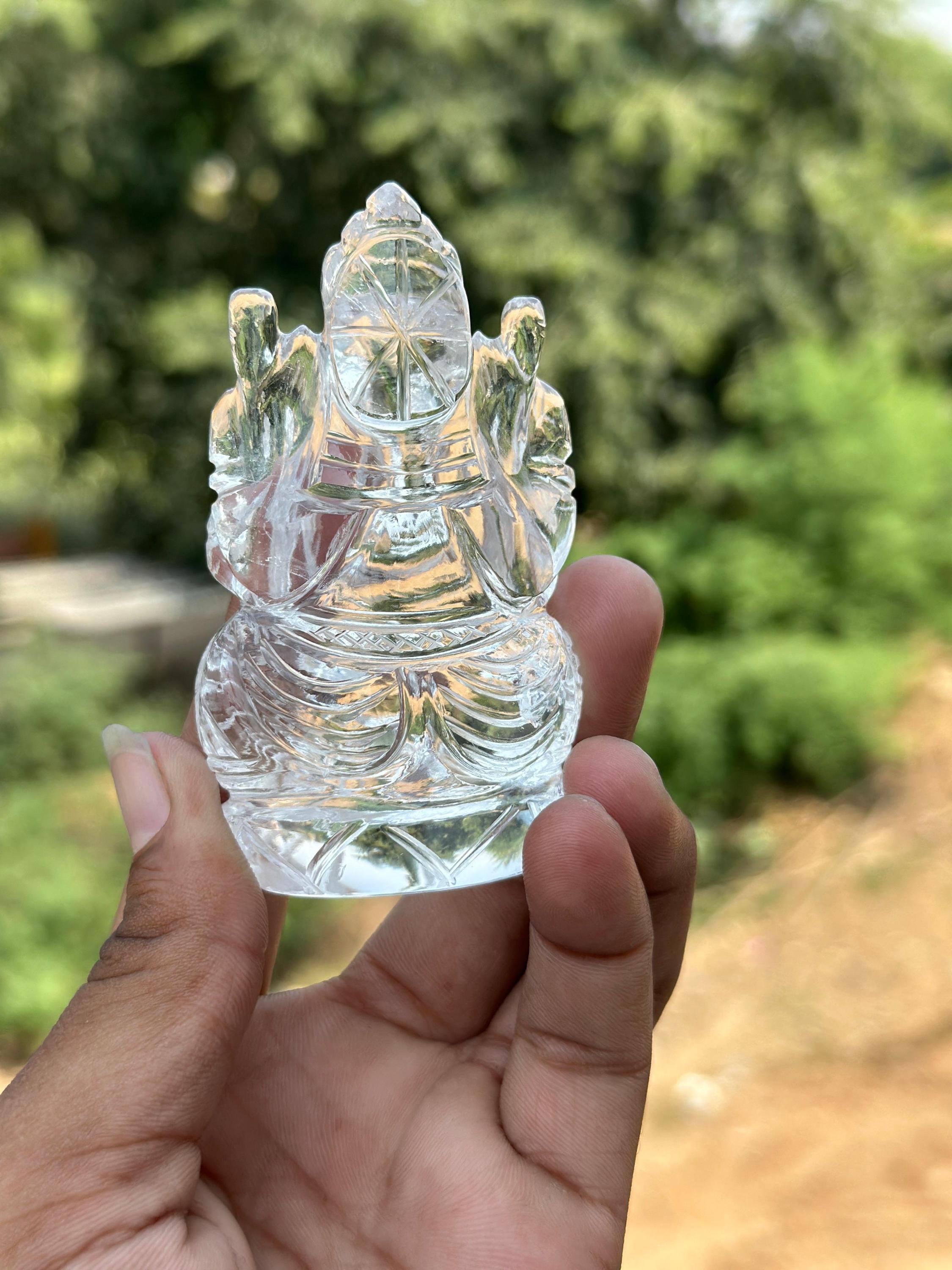 クリアクォーツのガネーシャ像：ヒマラヤ水晶彫刻 - Etsy 日本