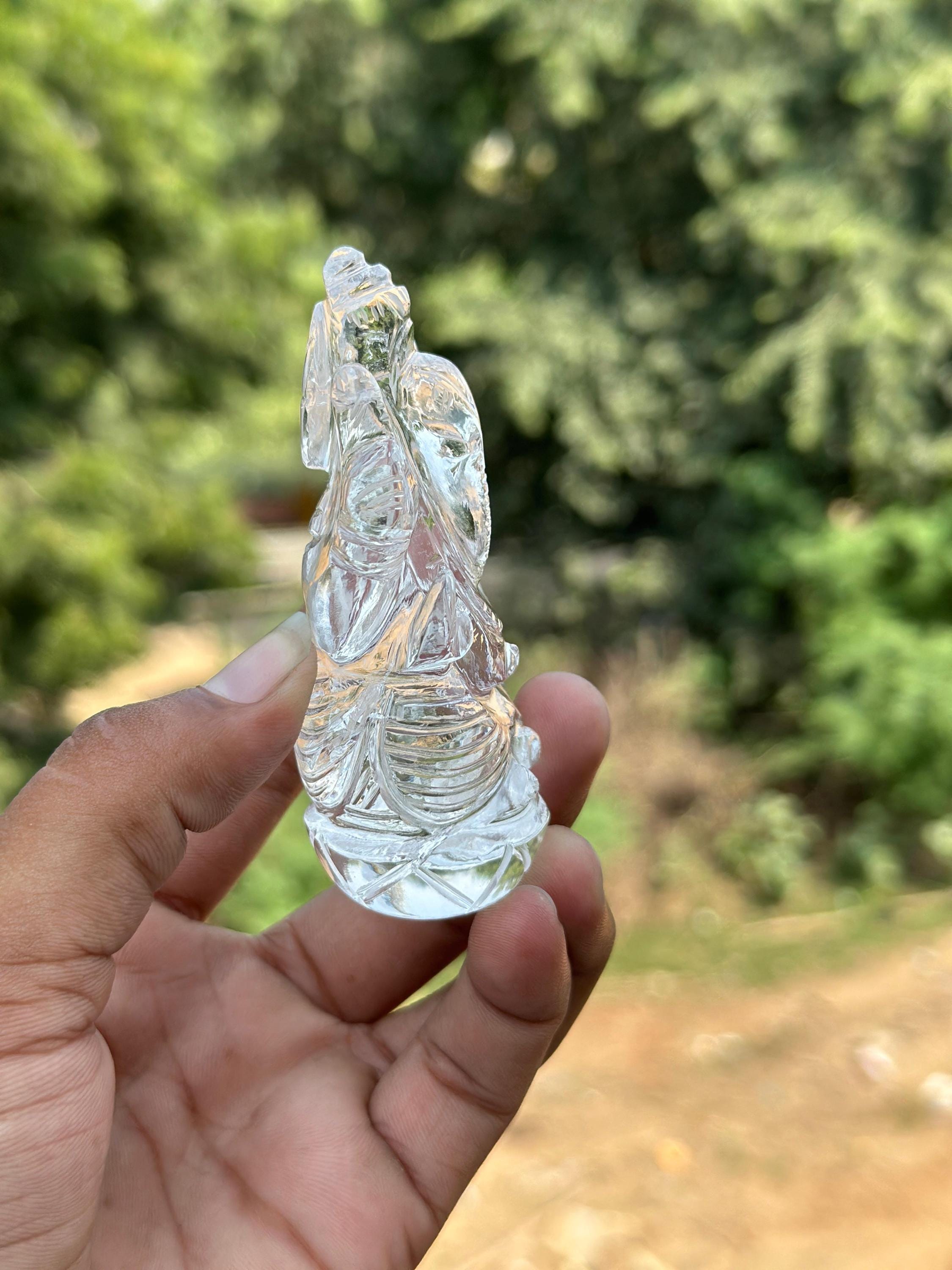 クリアクォーツのガネーシャ像：ヒマラヤ水晶彫刻 - Etsy 日本