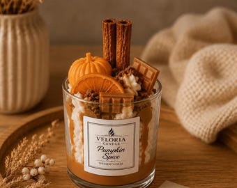 Pompoen Spice Dessert Kaars – Herfstkaars, Geurkaars met Pompoen & Kaneel, Handgemaakte Kaars, Cadeau-idee