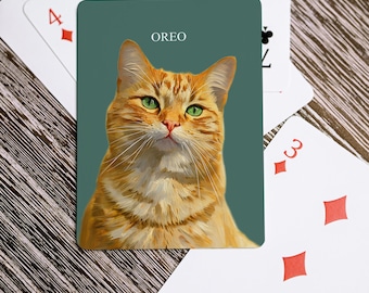 Custom Playing Cards With Cat Portrait, Personalized Pet Cards, Pet Lover Gift, Custom Deck of Cards, Pet Art