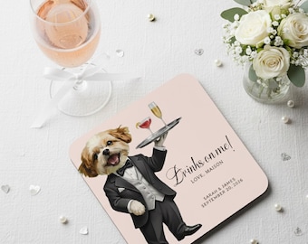 Custom Dog Coasters, Dog Bartender Coasters, Wedding Coasters, Personalized Coasters, Dog Lover Gift, Party Favor