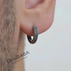 アンティーク メンズ イヤリング スチール フープイヤリング 男性用 ハギー サム ヴィンテージ 低刺激性 変色しない