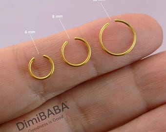 Anello per il naso piatto, acciaio 316L, colori assortiti, singolo