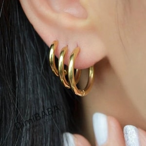 Gold & Silver Hoop Earring Set – Hypoallergenic, Non Tarnish (12mm, 15mm, 17mm)