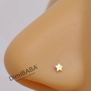 Orecchino da naso a stella da 7 mm, acciaio 316L, oro o argento, singolo