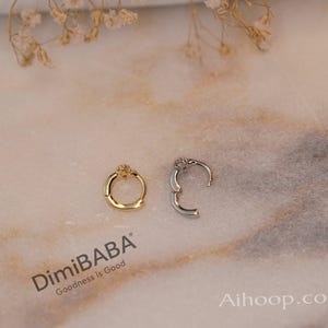 Star Helix Tragus Cartilage Piercing Stud Earring in Gold or Silver, Zircon