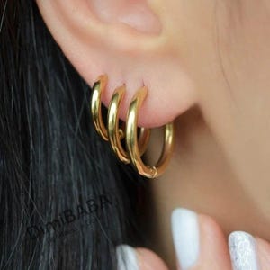 Conjunto de pendientes de aro, oro o plata, juego de 3