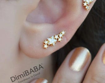 6mm Star Cartilage Earring for Helix & Tragus, 316L Steel, Silver or Gold, Single
